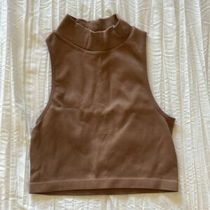 Bozzolo Brown Turtle Neck Crop top Size Small